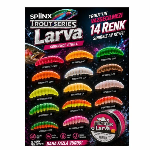 SpinxX Larva 35mm 14P Peynir aromalı balık yemi